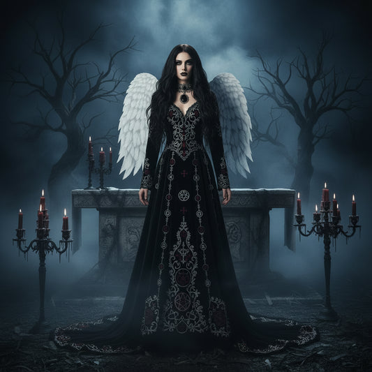 Foldable Ethereal Wings - Sorceress Sanctuary white-black-black and red