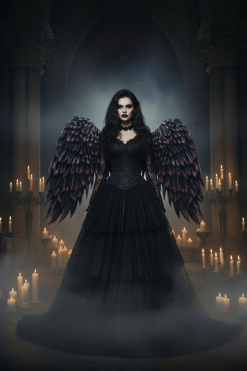 Foldable Ethereal Wings - Sorceress Sanctuary white-black-black and red