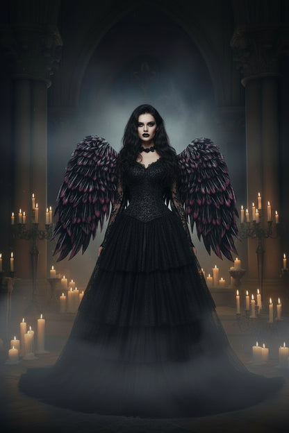 Foldable Ethereal Wings - Sorceress Sanctuary white-black-black and red