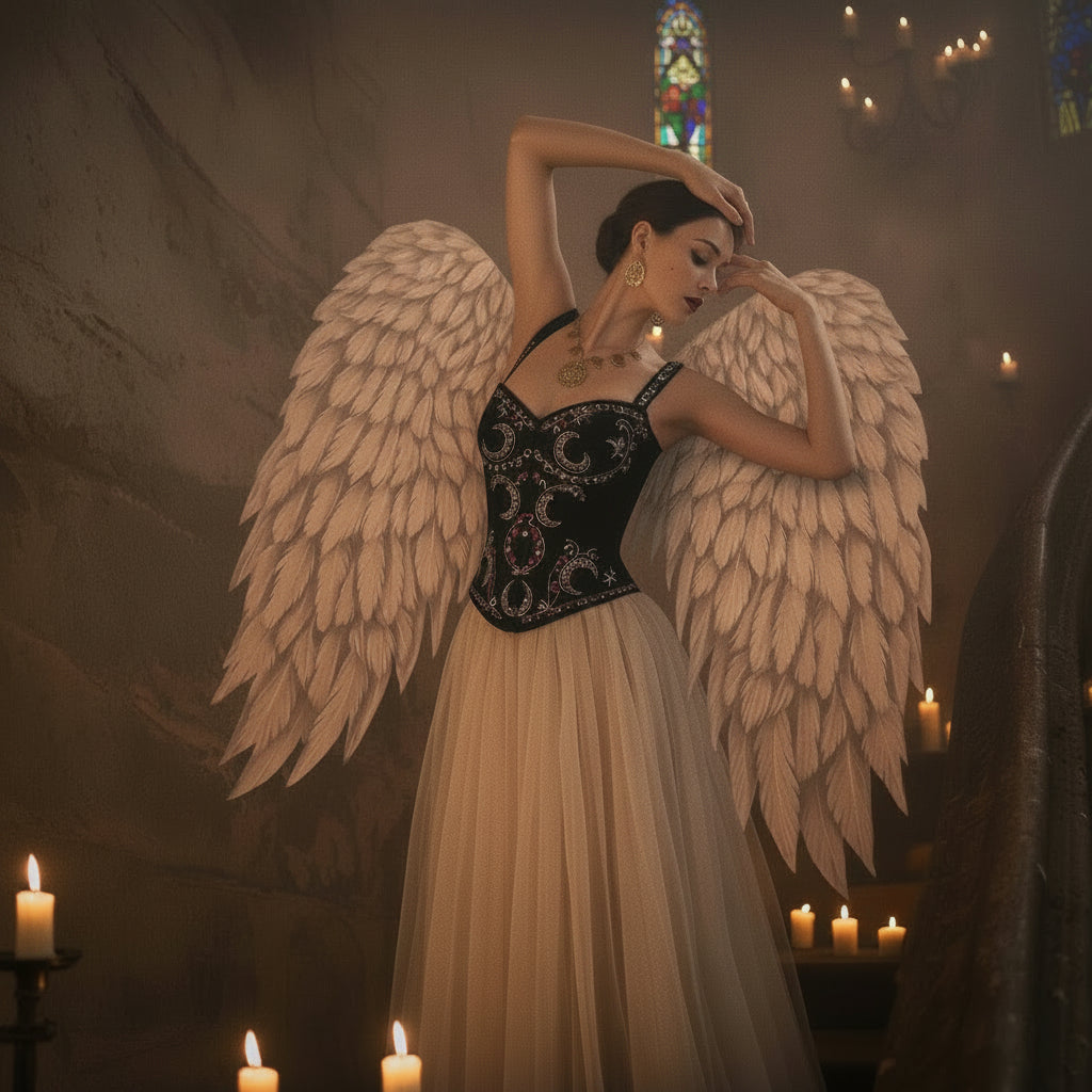 Foldable Ethereal Wings - Sorceress Sanctuary white-black-black and red