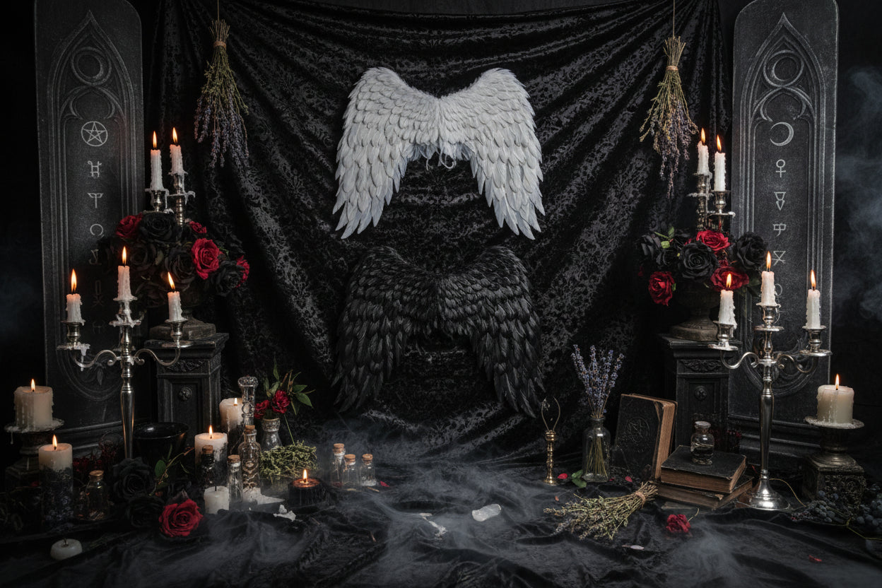 Foldable Ethereal Wings - Sorceress Sanctuary white-black-black and red