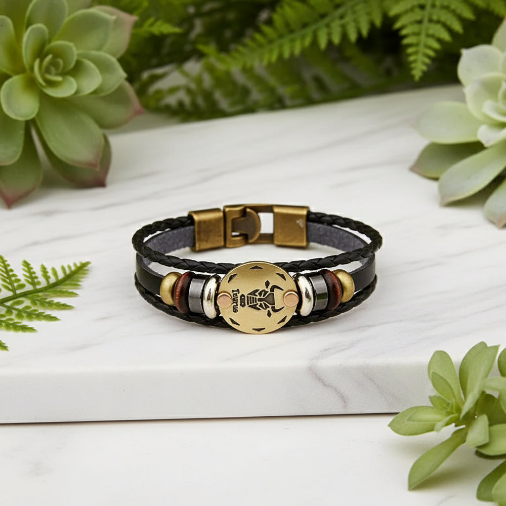 Bracelet with Taurus symbol on a white background