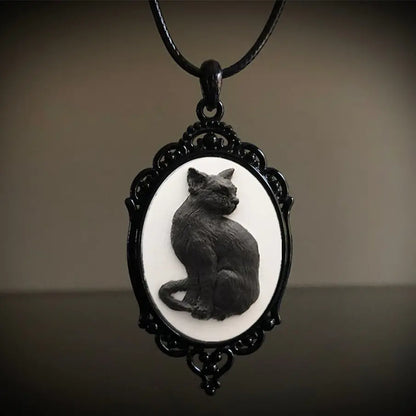 Gothic Metal Black Cat Necklace