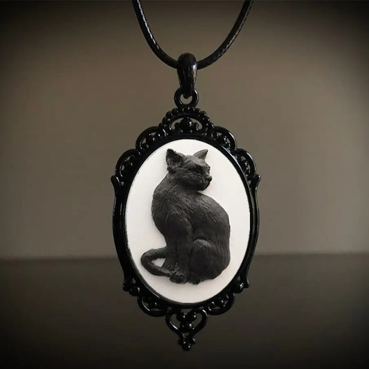 Gothic Metal Black Cat Necklace