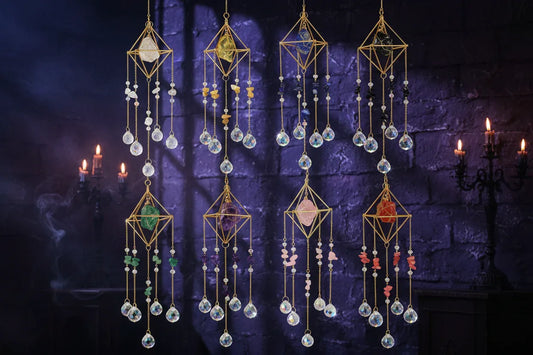 Gemstone Sun Catcher - Sorceress Sanctuary Full pink crystal pendant-All amethyst pendant-All green aventurine pendant-All-green gold pendant-Obsidian pendant