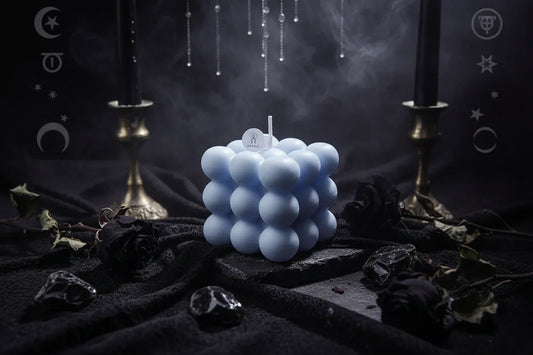 Geometric Candle - Sorceress Sanctuary Green-Yellow-Blue-Light Brown-Pink