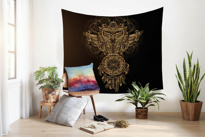 Golden Owl Tapestry
