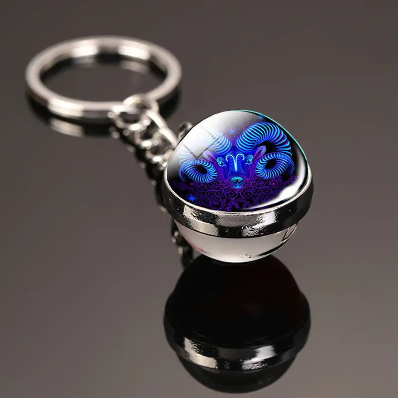 Zodiac Keychain | Time Gem Double-Sided Glass Ball