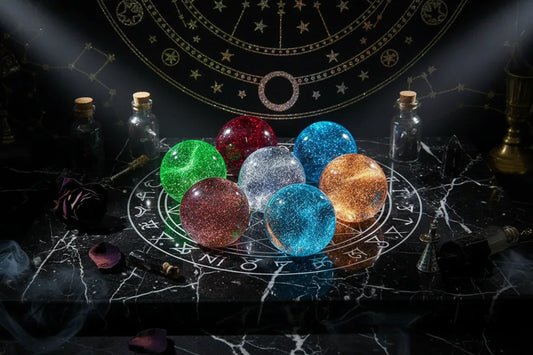 Glass Crystal Ball - Sorceress Sanctuary Pink / 1-Light Blue / 1-Purple / 1-Gilded / 1-Crimson / 1