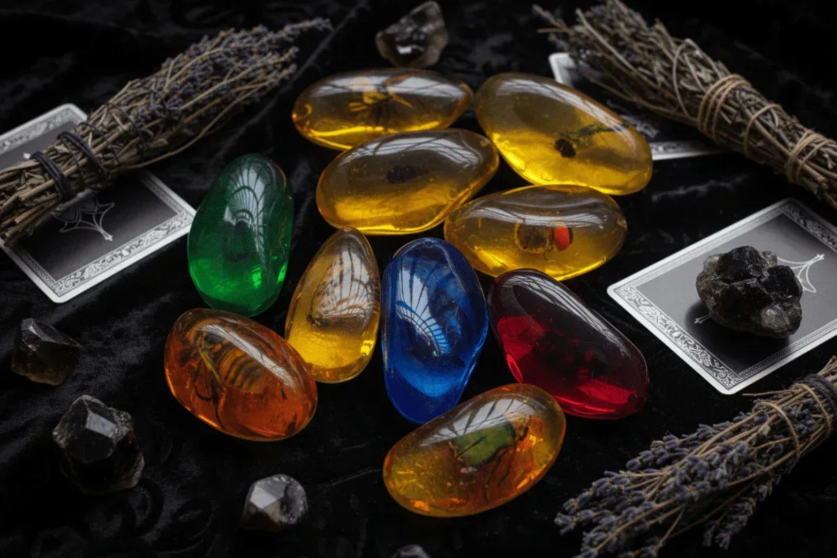 Glow Amber Insect Pendant - Sorceress Sanctuary Kim Po-color mixing