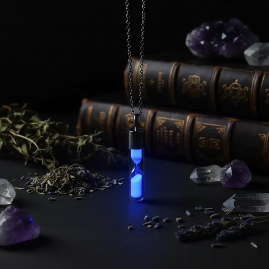 Glow Hourglass Necklace - Sorceress Sanctuary Purple-Green-Blue