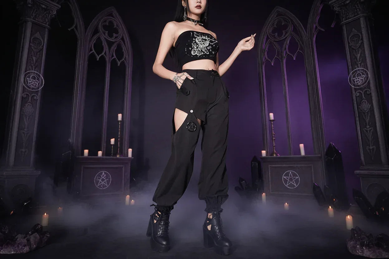 Goth Track Pants - Sorceress Sanctuary Black / L-Black / M-Black / S