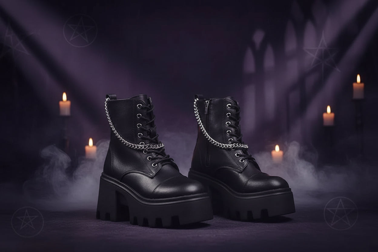 Gothic Chain Boots - Sorceress Sanctuary Black / 35-Black / 36-Black / 37-Black / 38-Black / 39