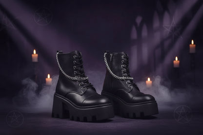 Gothic Chain Boots - Sorceress Sanctuary Black / 35-Black / 36-Black / 37-Black / 38-Black / 39