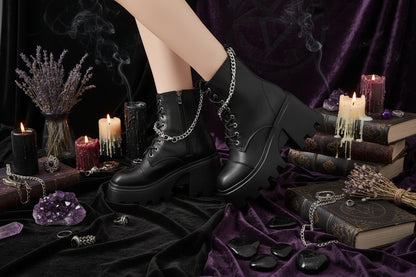 Gothic Chain Boots - Sorceress Sanctuary Black / 35-Black / 36-Black / 37-Black / 38-Black / 39