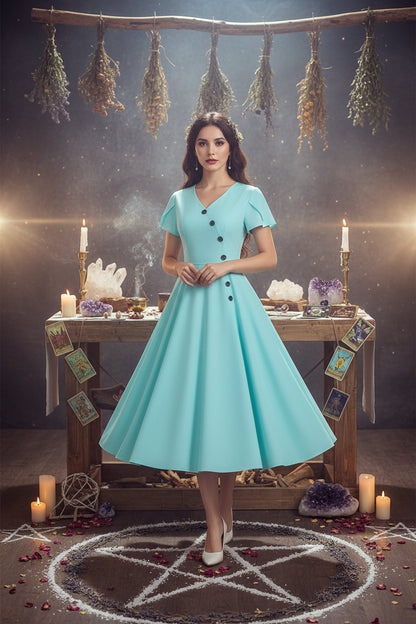 Gothic Midi Dress - Sorceress Sanctuary Light Blue / S-Light Blue / M-Light Blue / L-Light Blue / XL-Light Blue / XXL