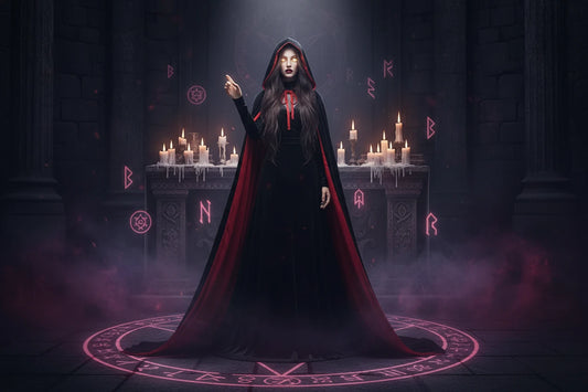 Gothic Ritual Cloak - Sorceress Sanctuary Standup collar 120CM-With cap 120CM-90CM with cap-Standup collar 140CM-Standup collar 90CM