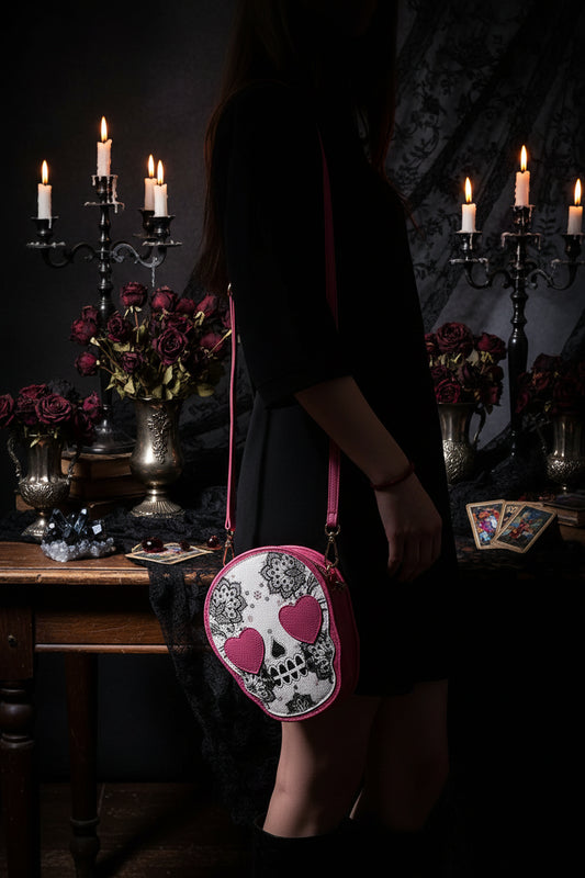 Gothic Skull Crossbody Bag - Sorceress Sanctuary Rose Red-Blue-Black-Gold