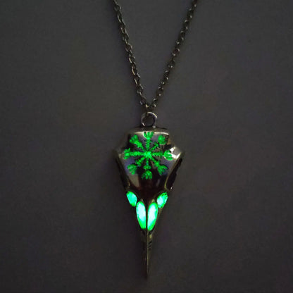 Glow Raven Skull Necklace