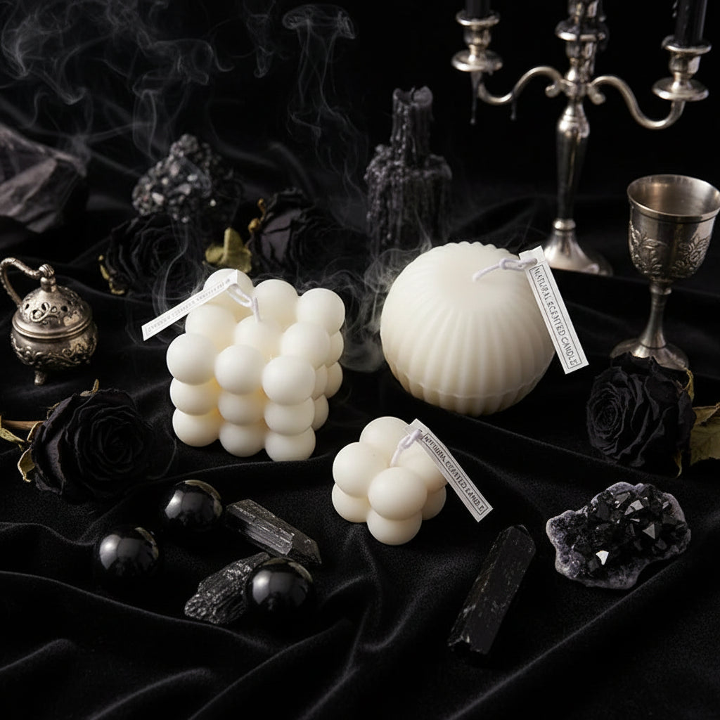 Handmade Geometric Candles - Sorceress Sanctuary Kink Candle-Diamond Cube-Ball-Cactus-Conical
