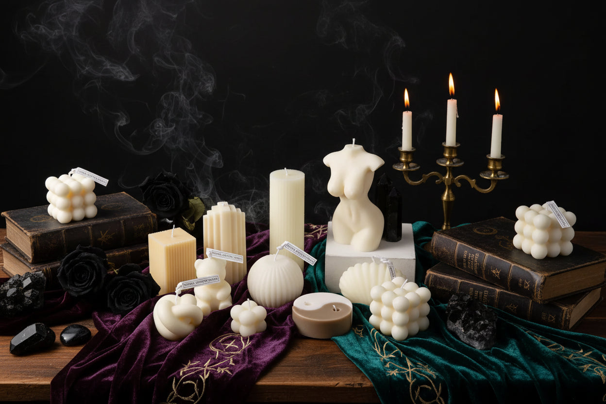 Handmade Geometric Candles - Sorceress Sanctuary Kink Candle-Diamond Cube-Ball-Cactus-Conical