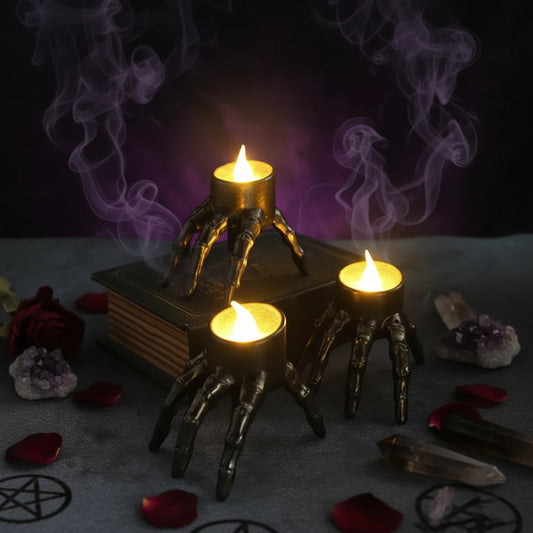 Haunted LED Candle Lantern - Sorceress Sanctuary Finger Candles-Square Skull Candle