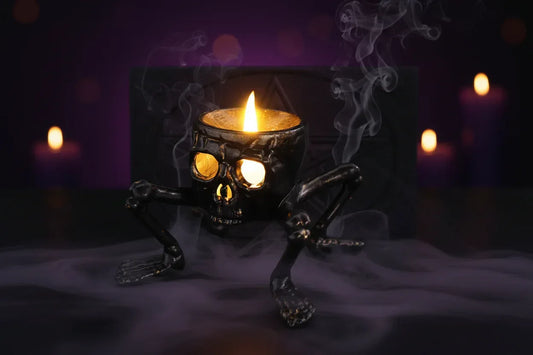 Haunted LED Candle Lantern - Sorceress Sanctuary Finger Candles-Square Skull Candle