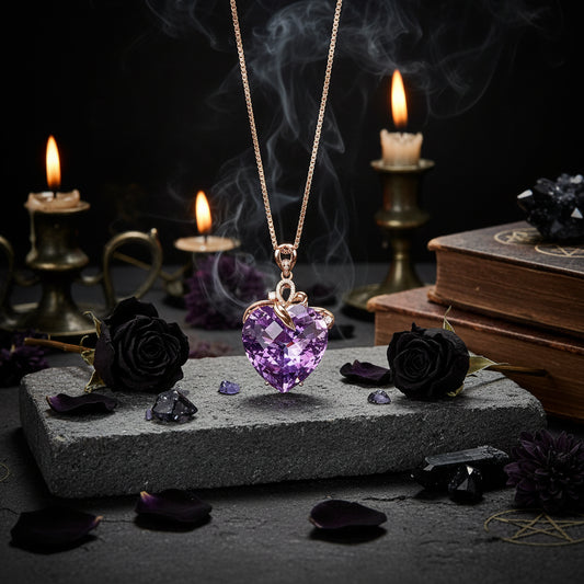 Heart Amethyst Necklace - Sorceress Sanctuary Purple