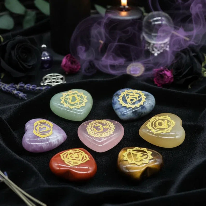 Heart Chakra Crystal Set - Sorceress Sanctuary 7Pcs(Heart) / Assorted Colors-Pink crystal style (set) / Assorted Colors