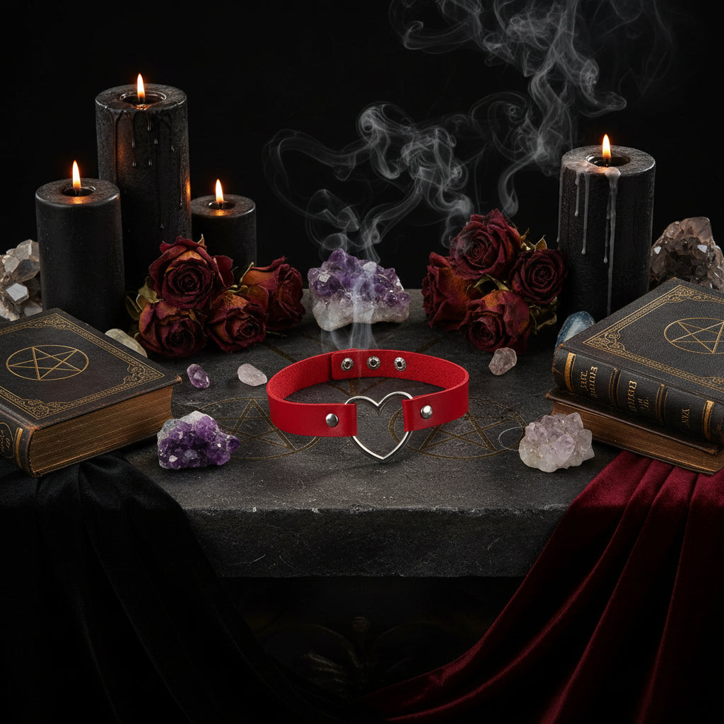 Heart Leather Choker - Sorceress Sanctuary