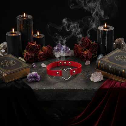 Heart Leather Choker - Sorceress Sanctuary