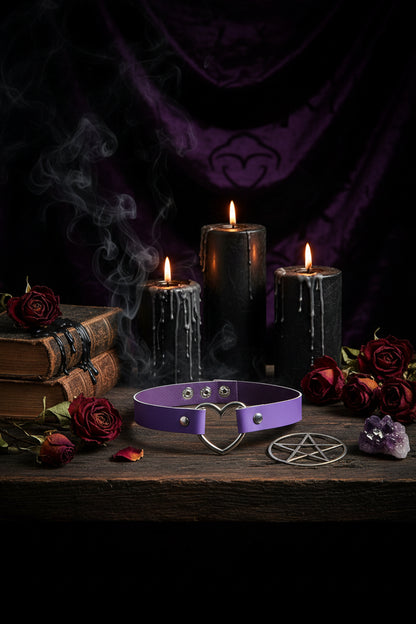 Heart Leather Choker - Sorceress Sanctuary