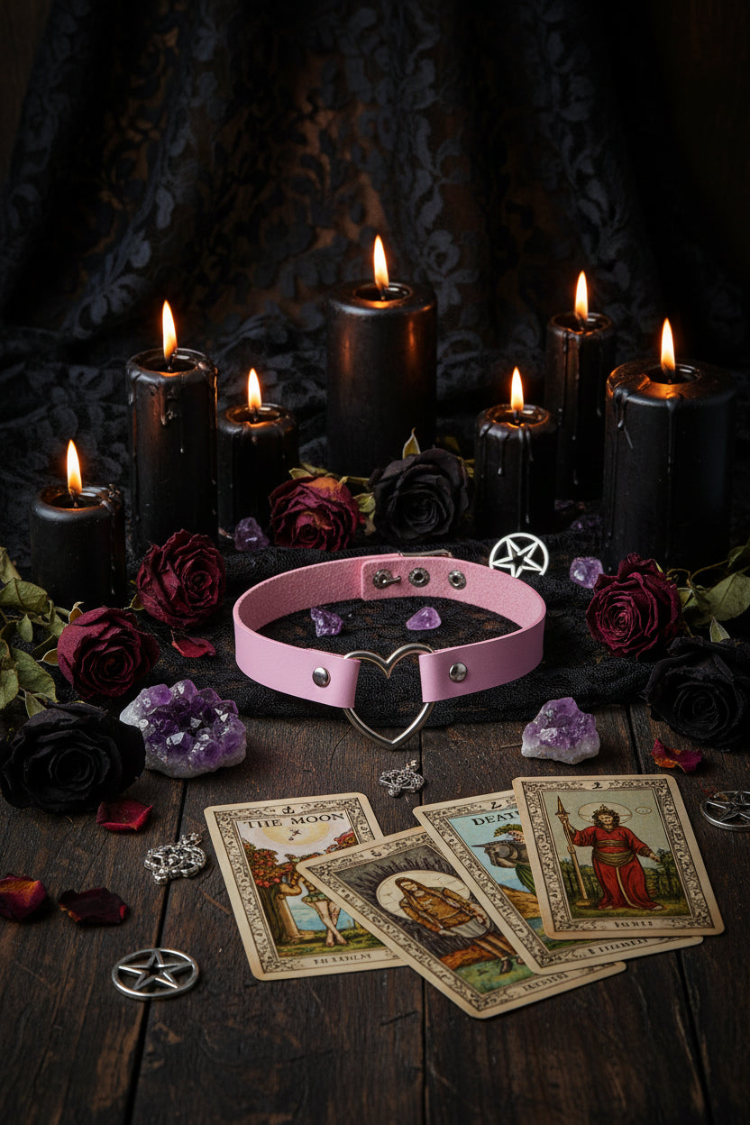 Heart Leather Choker - Sorceress Sanctuary