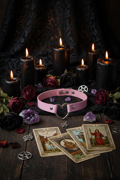Heart Leather Choker - Sorceress Sanctuary