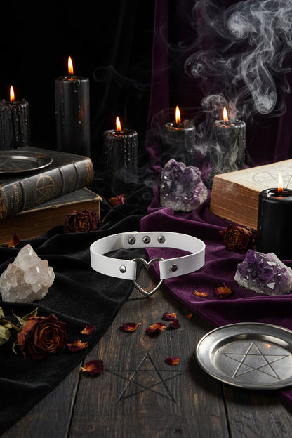 Heart Leather Choker - Sorceress Sanctuary