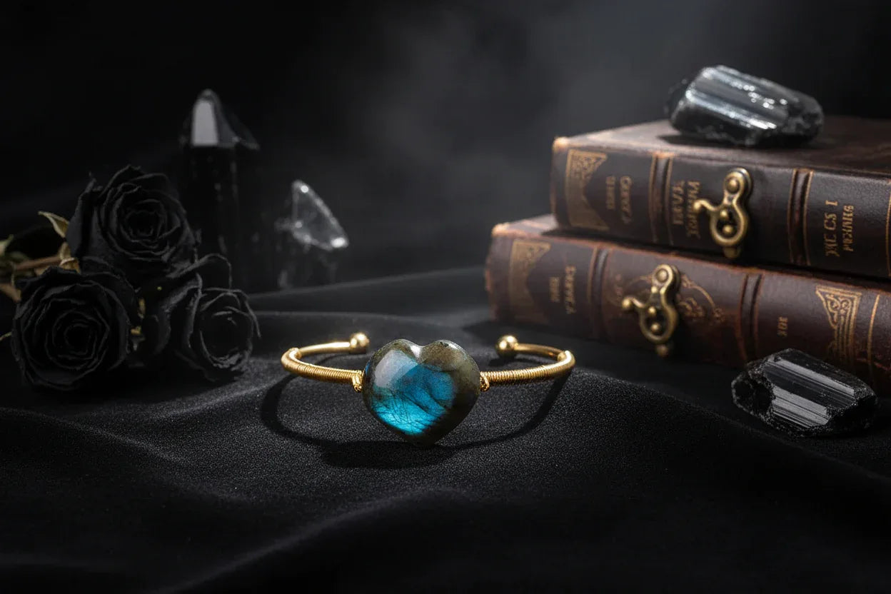 Heart Moonstone Bracelet - Sorceress Sanctuary Gold Bracelet-Silver Bracelet