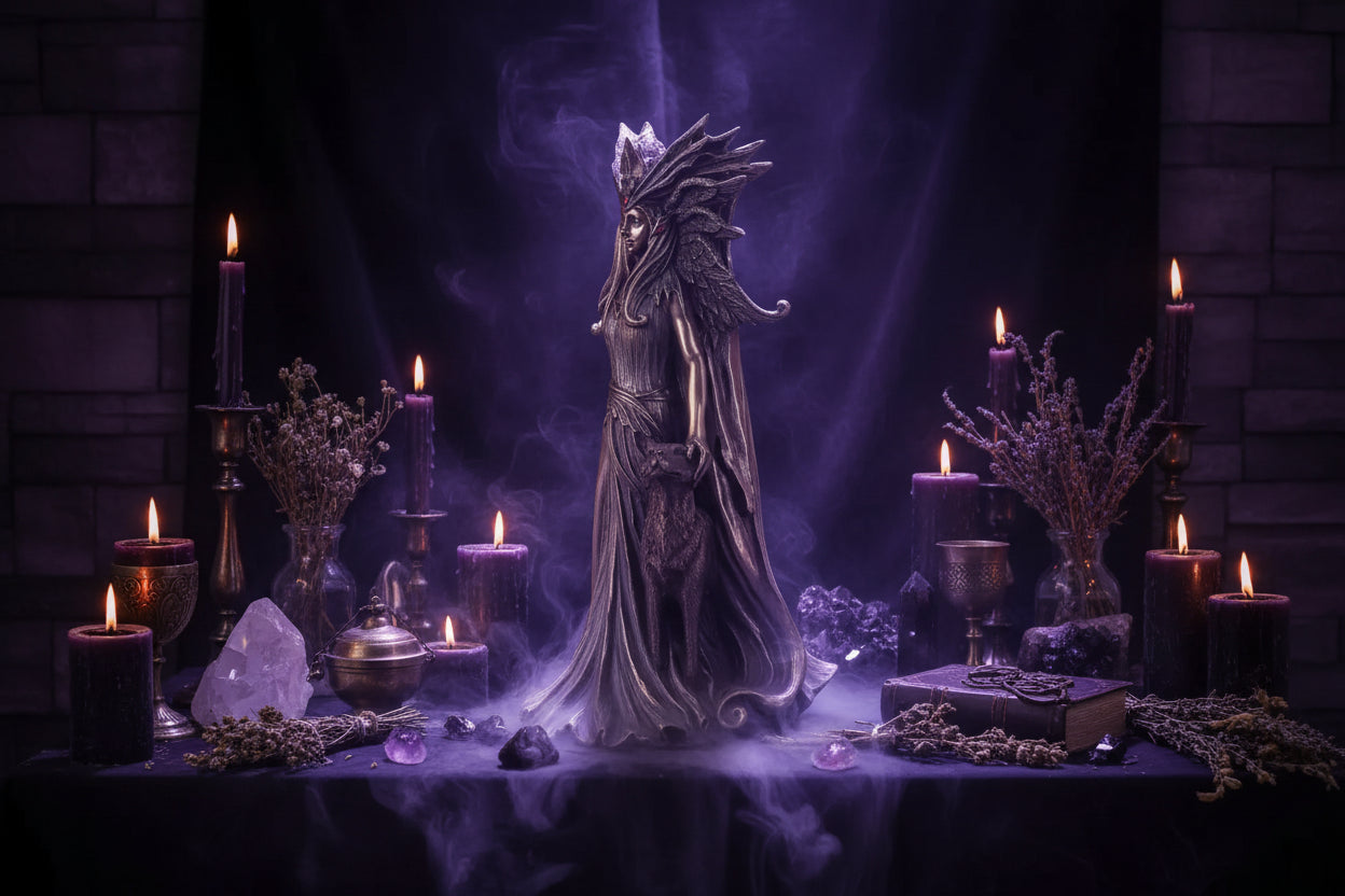 Hecate Statue - Sorceress Sanctuary Hecate Greek Goddess of Magic with Her Hounds