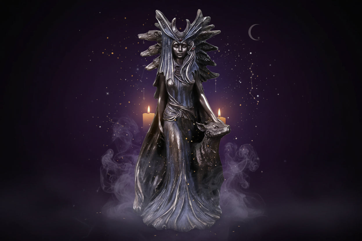 Hecate Statue - Sorceress Sanctuary Hecate Greek Goddess of Magic with Her Hounds