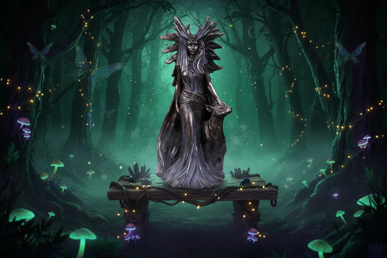 Hecate Statue - Sorceress Sanctuary Hecate Greek Goddess of Magic with Her Hounds
