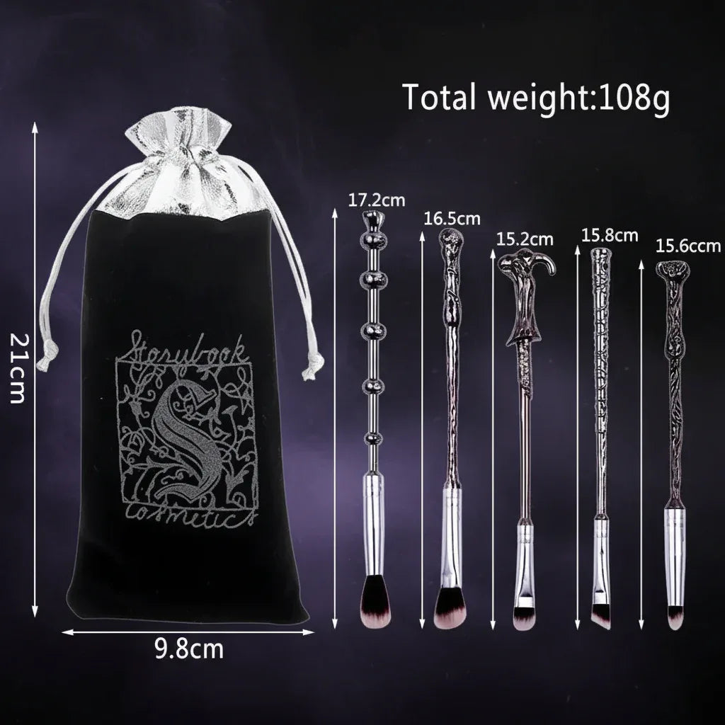Harry Potter Wand | Makeup Brush Set - Sorceress Sanctuary Black-Rose gold