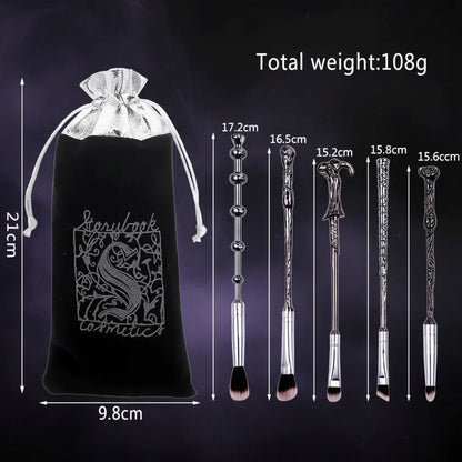 Harry Potter Wand | Makeup Brush Set - Sorceress Sanctuary Black-Rose gold