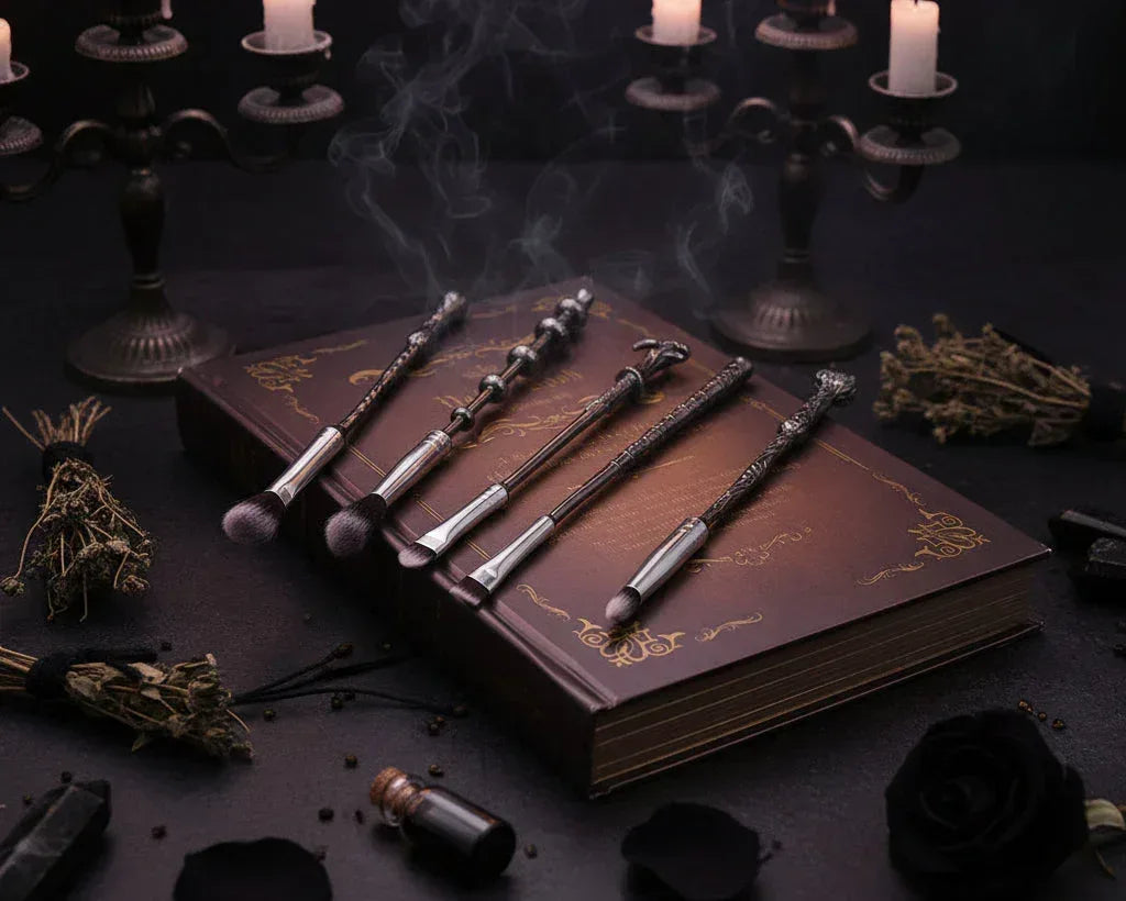 Harry Potter Wand | Makeup Brush Set - Sorceress Sanctuary Black-Rose gold