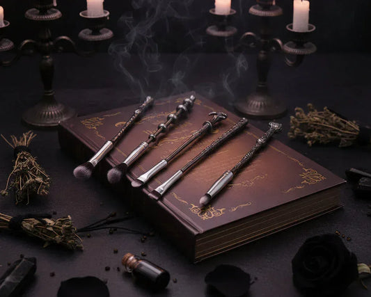 Harry Potter Wand | Makeup Brush Set - Sorceress Sanctuary Black-Rose gold