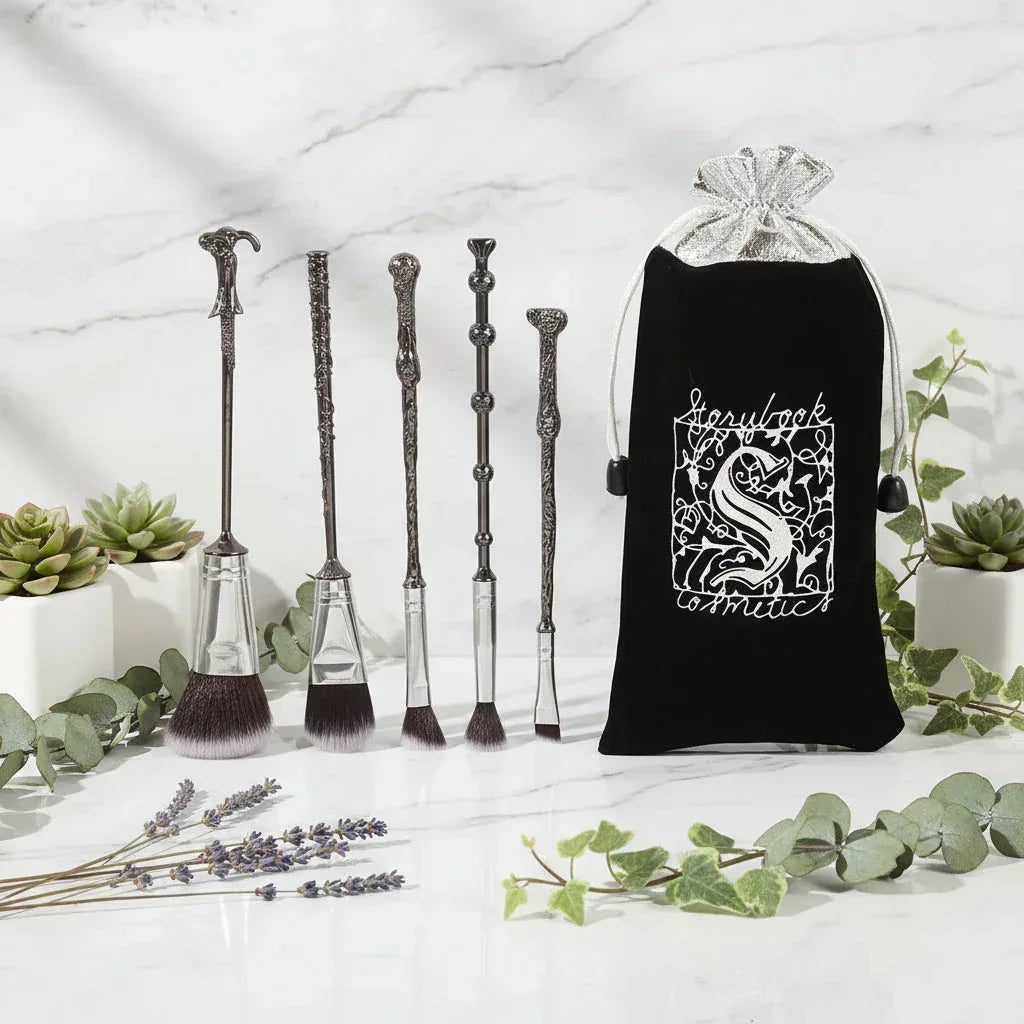 Harry Potter Wand | Makeup Brush Set - Sorceress Sanctuary Black-Rose gold