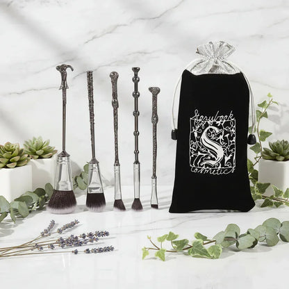 Harry Potter Wand | Makeup Brush Set - Sorceress Sanctuary Black-Rose gold