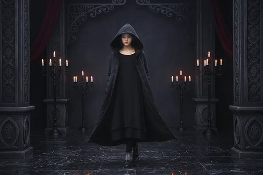 Hooded Wiccan Robe - Sorceress Sanctuary Black / One size-Coffee / One size-Red / One size