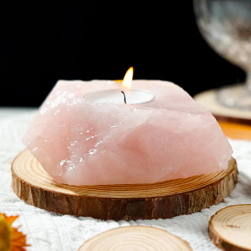 Natural Amethyst and Quartz Candle Holder Decor