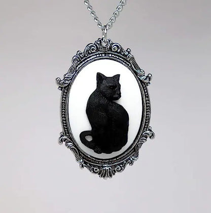Gothic Metal Black Cat Necklace