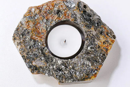 Natural Amethyst and Quartz Candle Holder Decor