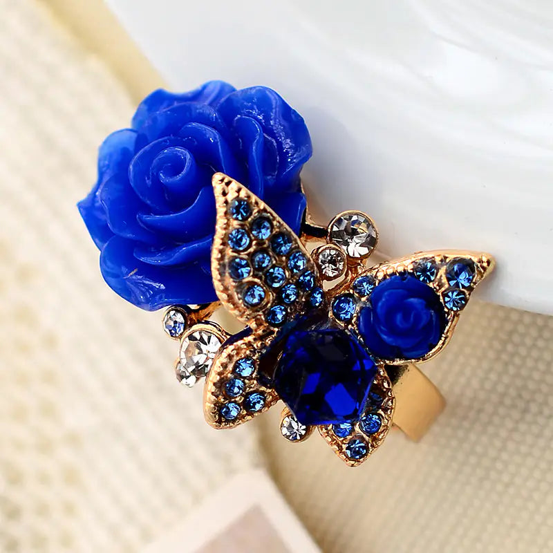Crystal Rose Flower Ring